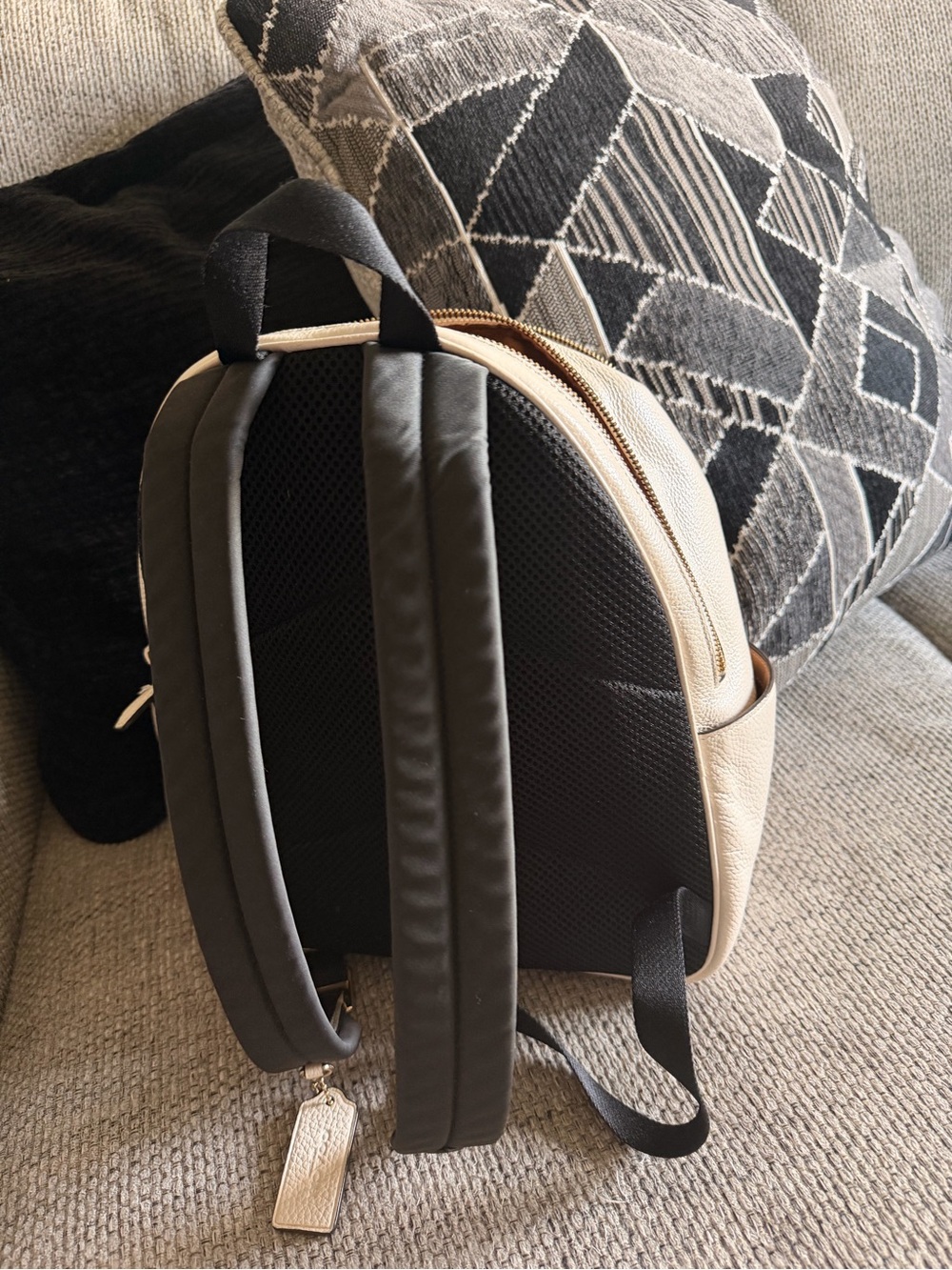 Coach Mini Pebbled Leather Backpack in Ivory Cream with Gold Hardware - Picture 5 of 5